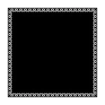 Black square border with an intricate, repeating pattern of stylized floral  Stock Illustration