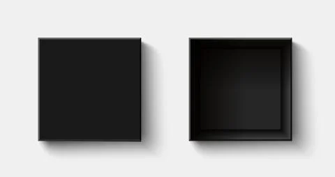 Black square box top view. Open and close gift boxes. Stock Illustration