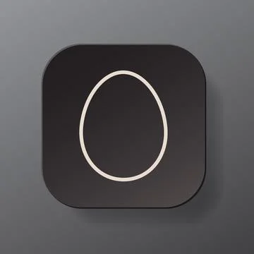 Black square button with animal egg outline icon, Egg on the black plate. Flat Illustrazione stock
