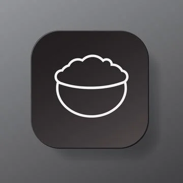 Black square button with oatmeal icon, white outline oatmeal on the black plate Illustrazione stock