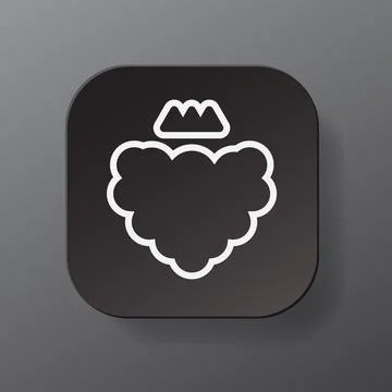 Black square button with raspberry fruit icon, white outline berry on the plate Illustrazione stock