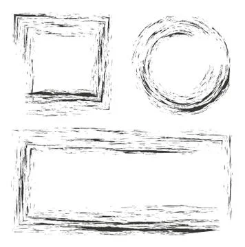 Black square, circle and rectangle grunge border Stock Illustration
