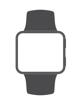 Black square-faced smartwatch with blank screen on white background Stock Illustration