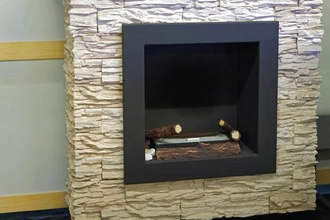 Black square fireplace Stock Photos