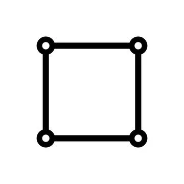 Black square frame with corner nodes isolated on transparent background Stock Illustration