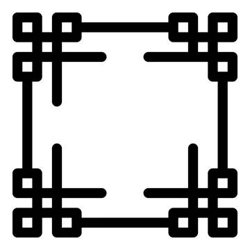 Black square frame with geometric pattern on each corner Stock Illustration