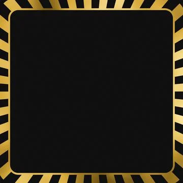 Black square frame with gold zigzag border Stock Illustration