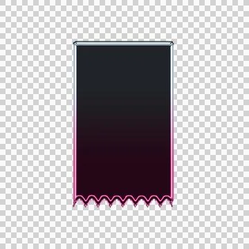 Black square frame with pink zigzag border transparent background Stock Illustration