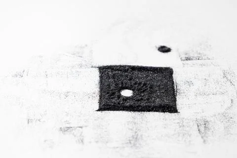 The black square from glitter with circular hole and the black circle from .. 스톡 사진