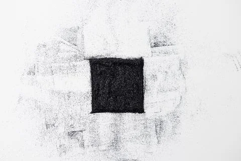The black square from glitter  on white background. Abstract minimalist com.. Stock Photos