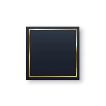 Black square with gold frame, elegant white decor object with shine border Stock Illustration