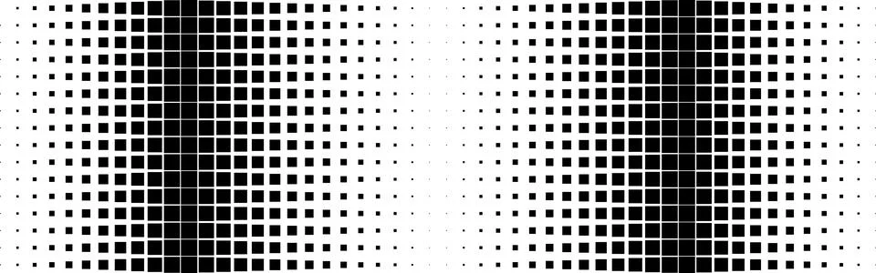 Black square halftone gradient pattern, vertical transition geometric backg.. Illustrazione stock