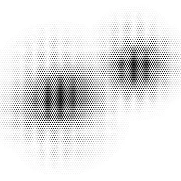 Black square halftone pattern design with two dark areas fading into white .. Stock Illustration