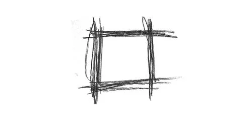 Black square hand drawn crayon isolated on transparent background Stock Illustration