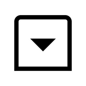 Black square icon with downward arrow for user interface design Stock Illustration