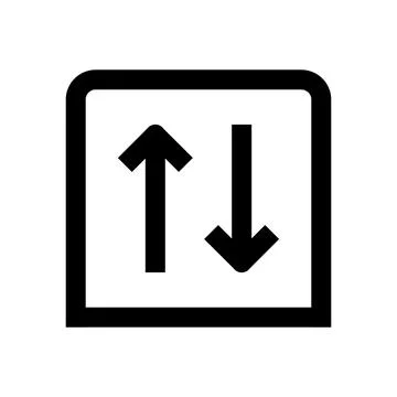 Black square icon with vertical arrows for user interface design 스톡 일러스트