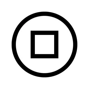 Black square inside a circle isolated graphic element on transparent Stock Illustration