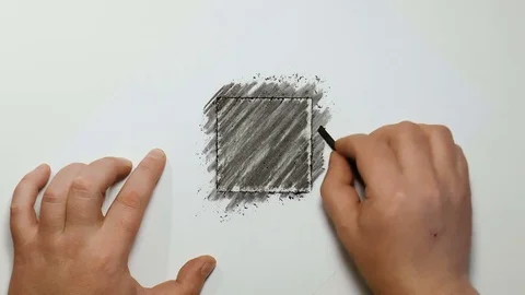 Black square painted in charcoal Vídeos de archivo 79848491