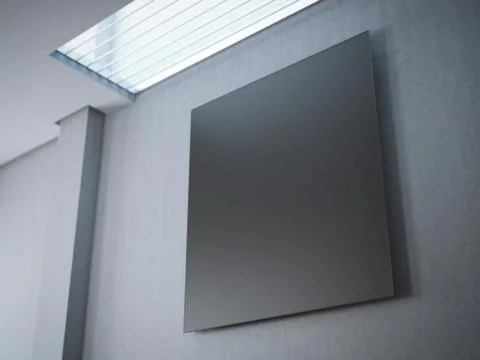 Black square poster in modern loft interior. 3d rendering Stock-Illustration