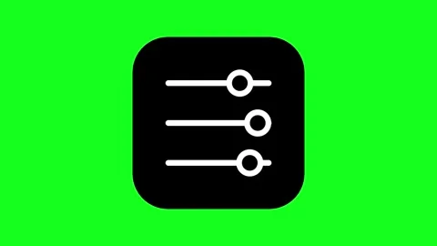 Black square with three white sliders on green background Stock Footage 348082841