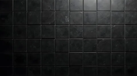 Black square tiles with varied textures and sheen arranged in grid pattern Stock-Illustration