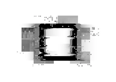 Black square vector frame, TV distortion effect. Isolated background. 스톡 일러스트