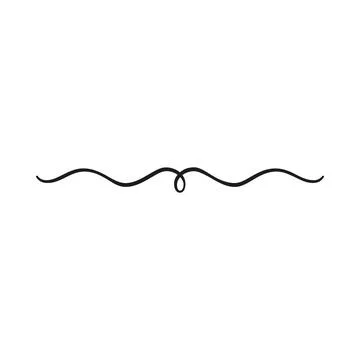 Black squiggly ribbon with loop, vintage doodle border. Stock Illustration