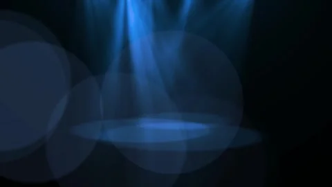 Black sreen Spotlights - Multiple spotlights illuminate a DJ stage setup ag.. Video stock 316046180