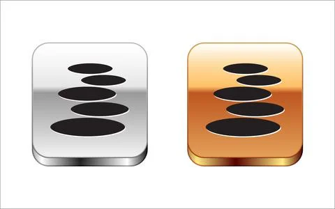 Black Stack hot stones icon isolated on white background. Spa salon accessory Stockillustratie