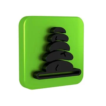 Black Stack hot stones icon isolated on transparent background. Spa salon a.. Illustrazione stock