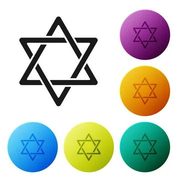 Black Star of David icon isolated on white background. Jewish religion symbol Stock Illustration