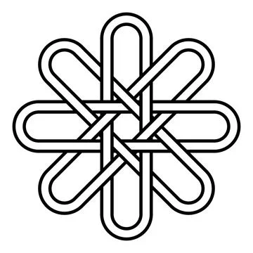 Black Star Knot Symbolic Pattern in Simple Outline Illustrazione stock