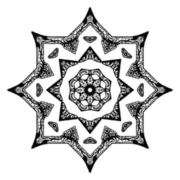 Black star pattern with hand-drawn elements Stock Illustration