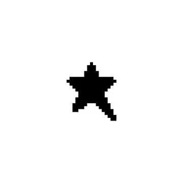 Black star pixel art Y2K vector icon, rating asymmetrical star with squared Stock Illustration
