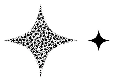 Black Star Recursion Composition of Self Icons Stock Illustration