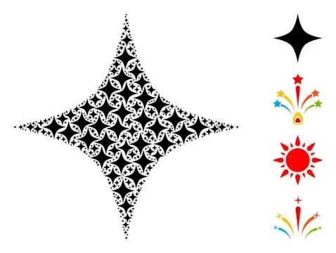 Black Star Recursion Composition of Self Icons Illustrazione stock