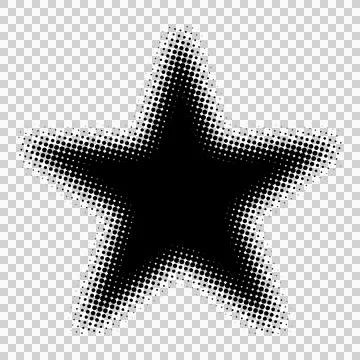 Black star shape with halftone dot pattern texture isolated on white backgrou Stock Illustration