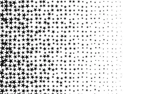 Black star shapes gradient halftone background Illustrazione stock