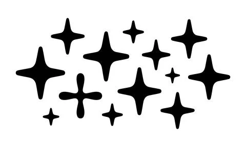 Black star shapes on white background Stock Illustration
