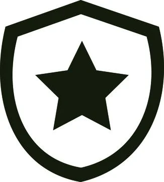 Black Star Shield Badge Icon with Outline for Secure Quality Guarantee Secur Stock Illustration