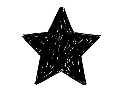 Black star silhouette with textured pattern isolated on white background Illustrazione stock