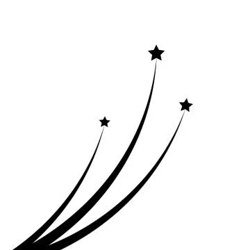 Black Star Soaring with Elegant Star Trail on White Background Stock Illustration