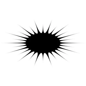 Black starburst shape with pointed rays, attention symbol, radial burst Stock Illustration