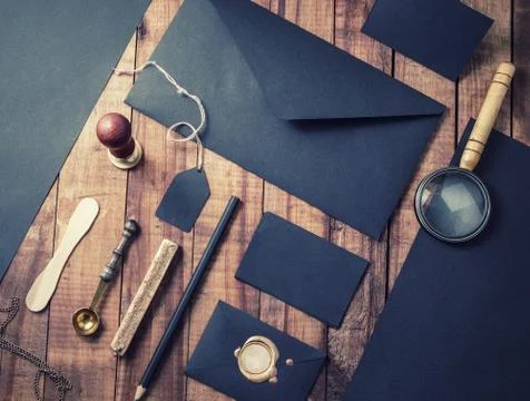 Black stationery elements 写真素材