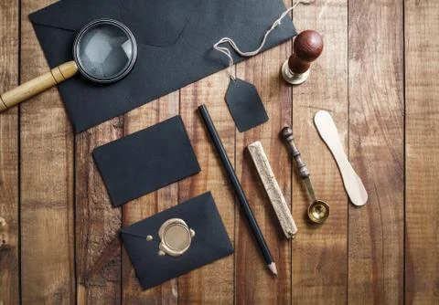 Black stationery elements 스톡 사진