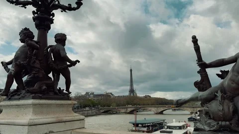 Black statue in Paris 2 Stock Footage 345998996