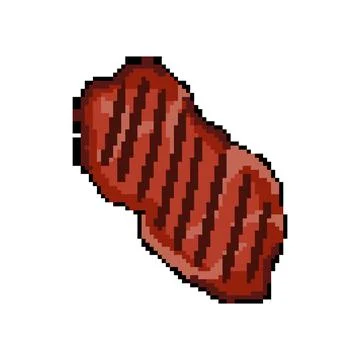 Black steak grill pixel art vector illustration Stock Illustration