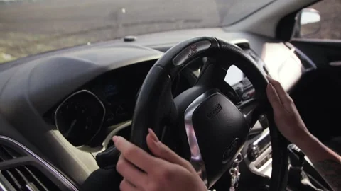 Black steering wheel Video stock 132206311