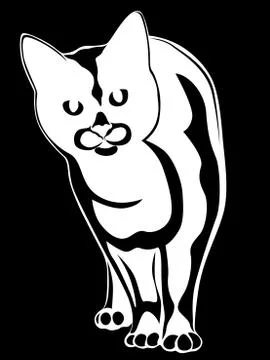 Black stencil of abstract cat Stock Illustration