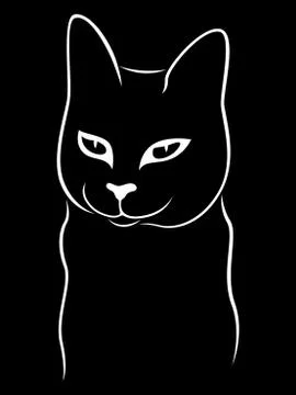 Black stencil of cunning cat Stock Illustration